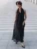 Купить Двухслойное платье-макси из тенселя с воротником-халтер (черное) в фирменном магазине спортивной одежды Brillante.by