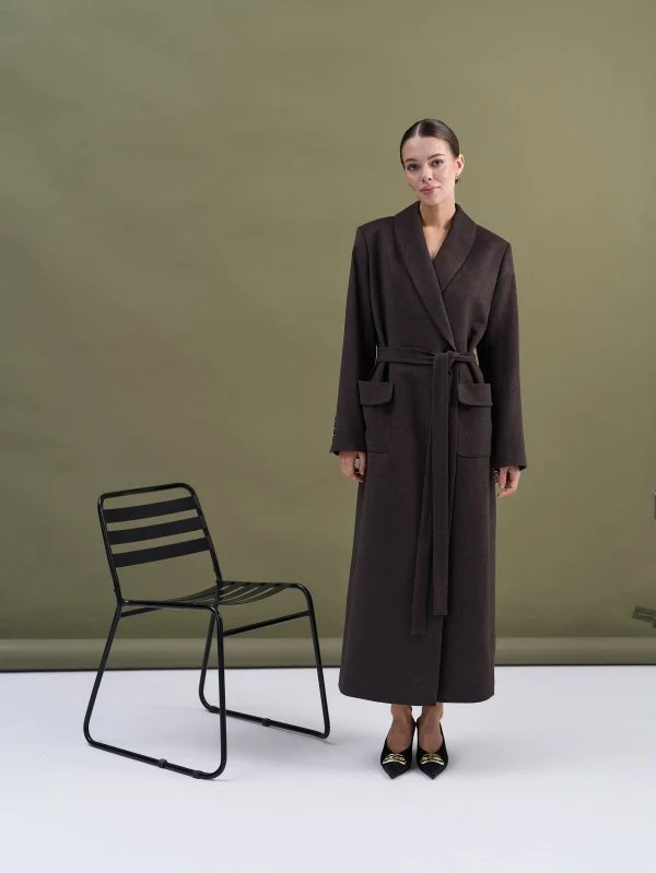 Пальто-халат (шерсть/кашемир) цв. коричневый
