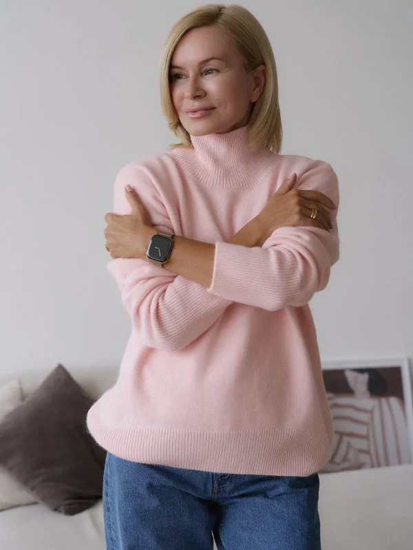 Свитер из ангоровой шерсти цвет персиково-розовый