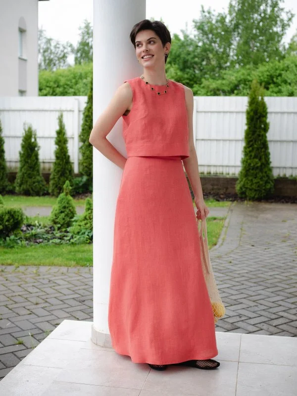 Юбка цвет коралл