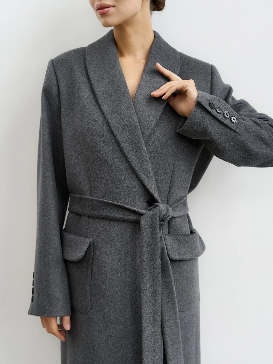 Пальто-халат (шерсть 100%) цв.серый Пальто-халат (шерсть 100%) цв.серый