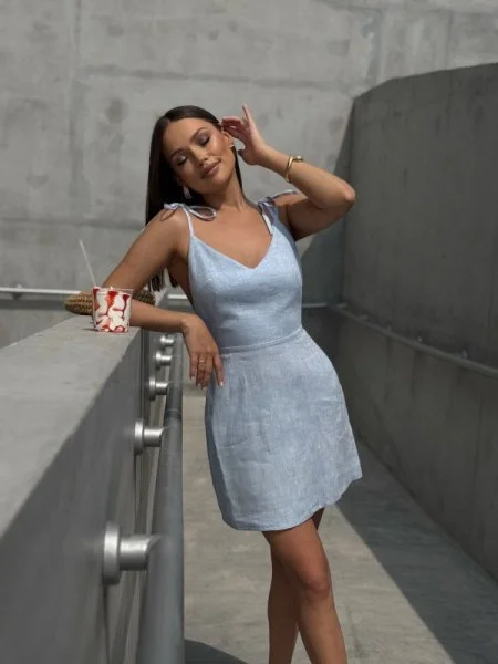 Платье Petra с открытой спиной цв.голубой