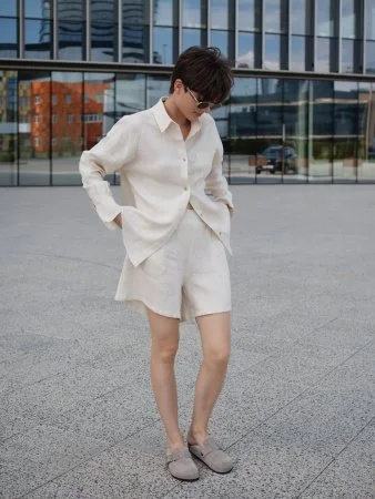 Купить Рубашка льняная цвет Сливочное масло в фирменном магазине спортивной одежды Brillante.by