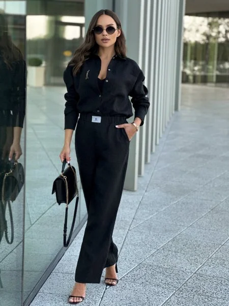 Рубашка льняная цвет ЧЕРНЫЙ Рубашка льняная цвет ЧЕРНЫЙ - в фирменном магазине спортивной одежды Brillante.by