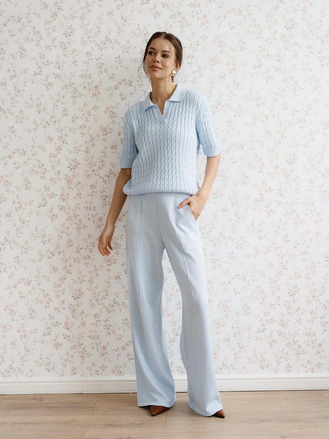 Брюки цв.голубой