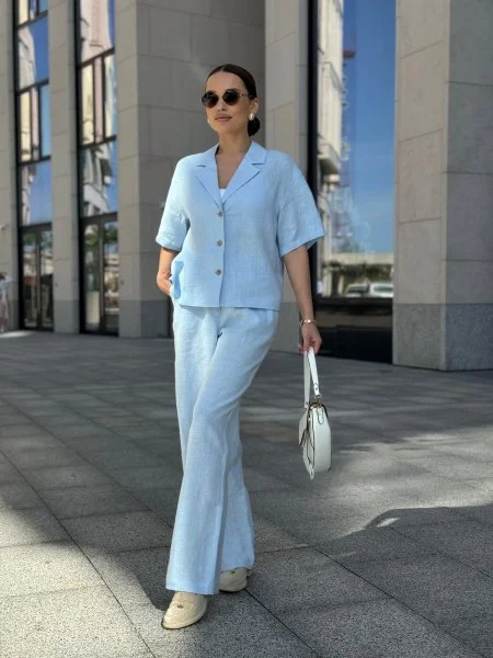 Костюм с рубашкой с укороченным рукавом цвет Небесный Костюм с рубашкой с укороченным рукавом цвет Небесный - в фирменном магазине спортивной одежды Brillante.by