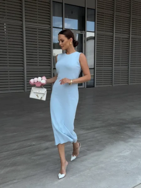 Платье трикотажное CHIC цв. изысканный голубой