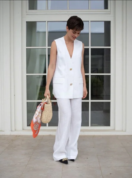 Жилет удлиненный цв. белый