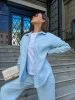Купить Рубашка льняная цвет ГОЛУБОЙ в фирменном магазине спортивной одежды Brillante.by