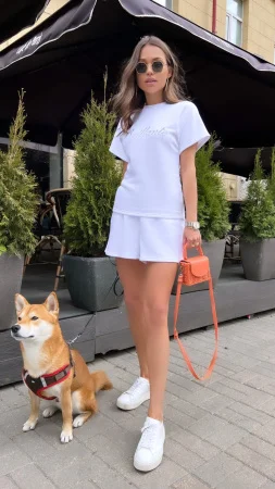 Костюм женский с шортами Белый