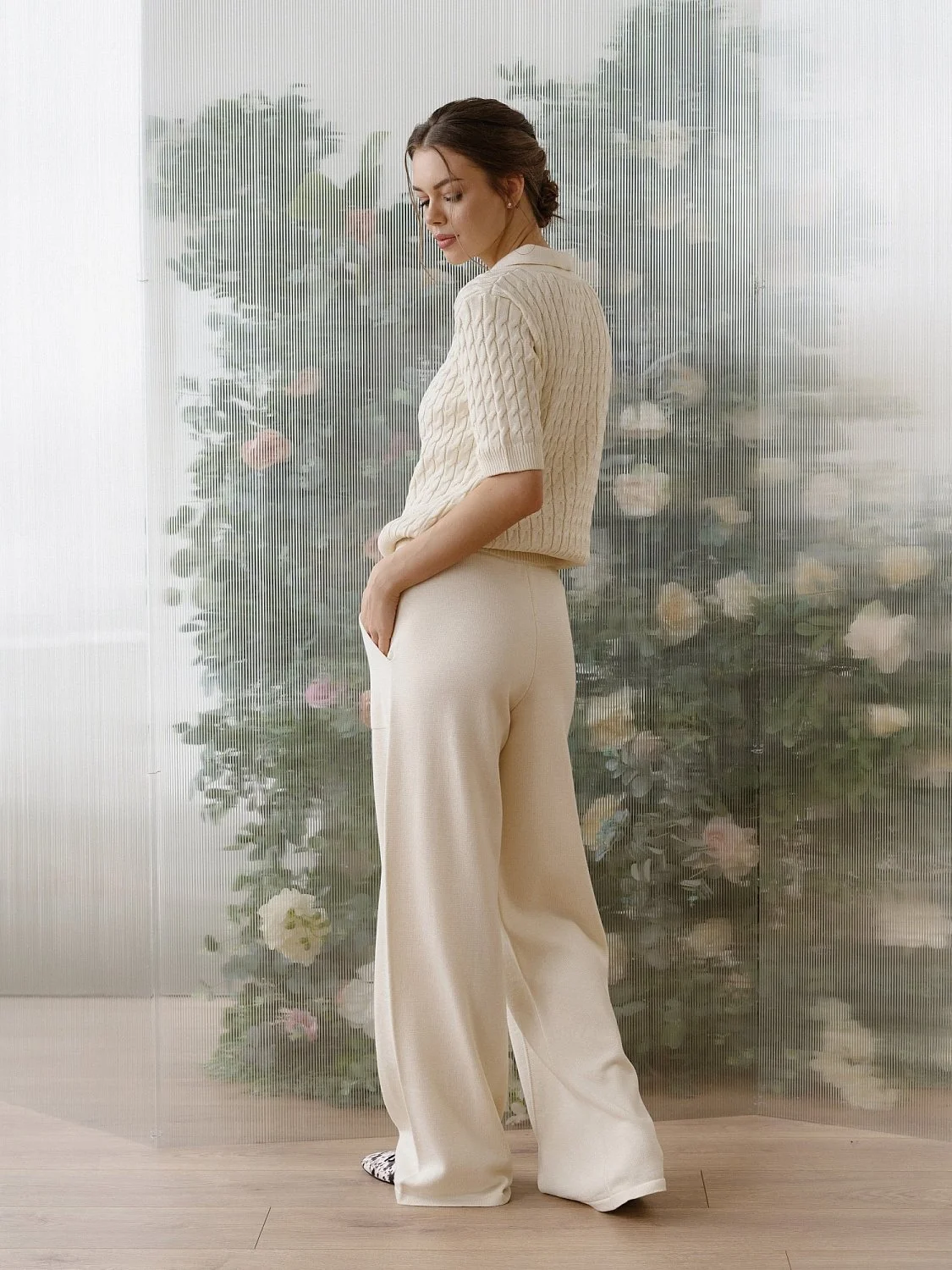 Брюки цв.сливочный