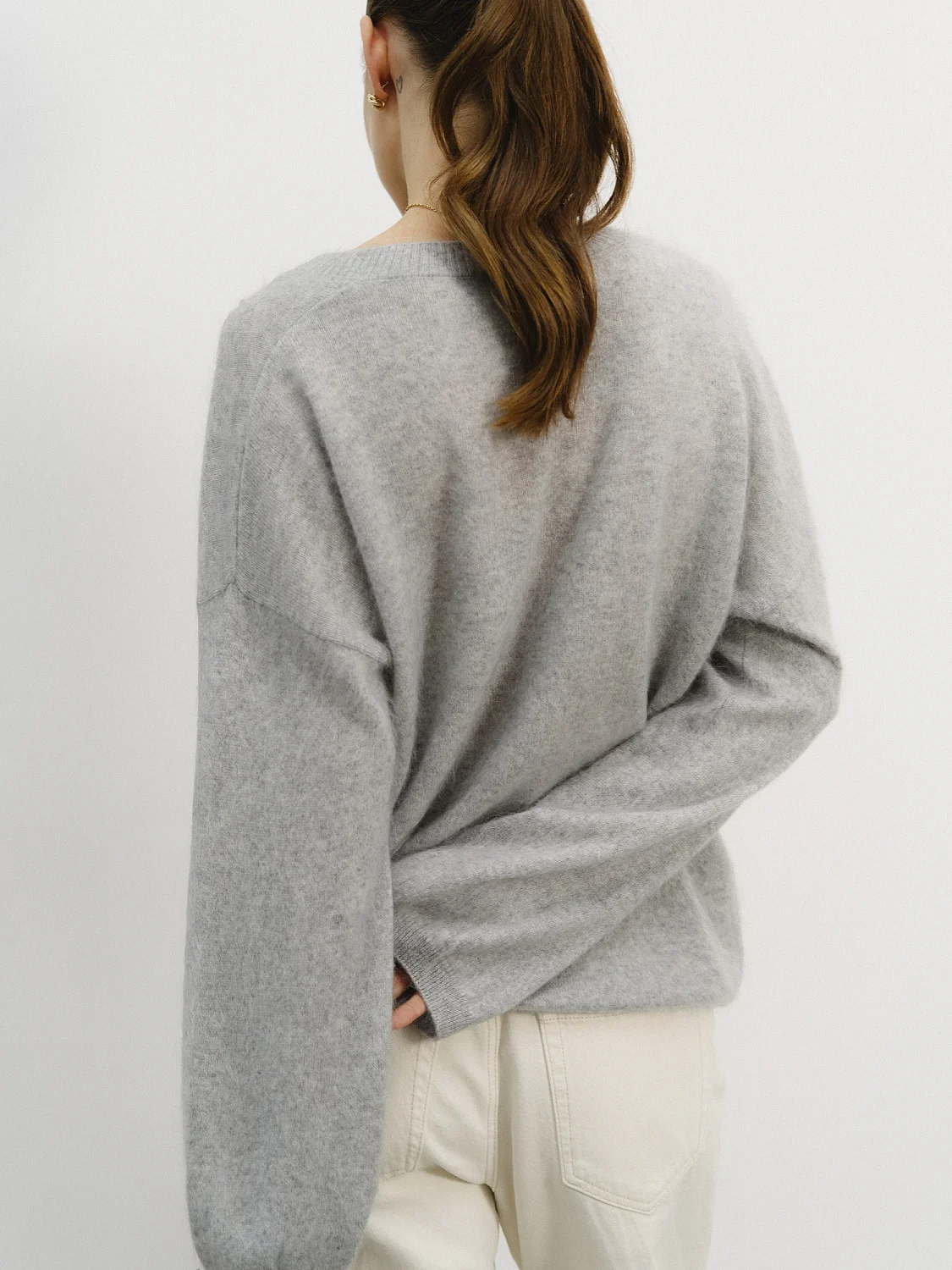 Свитер кашемировый цв.серый меланж