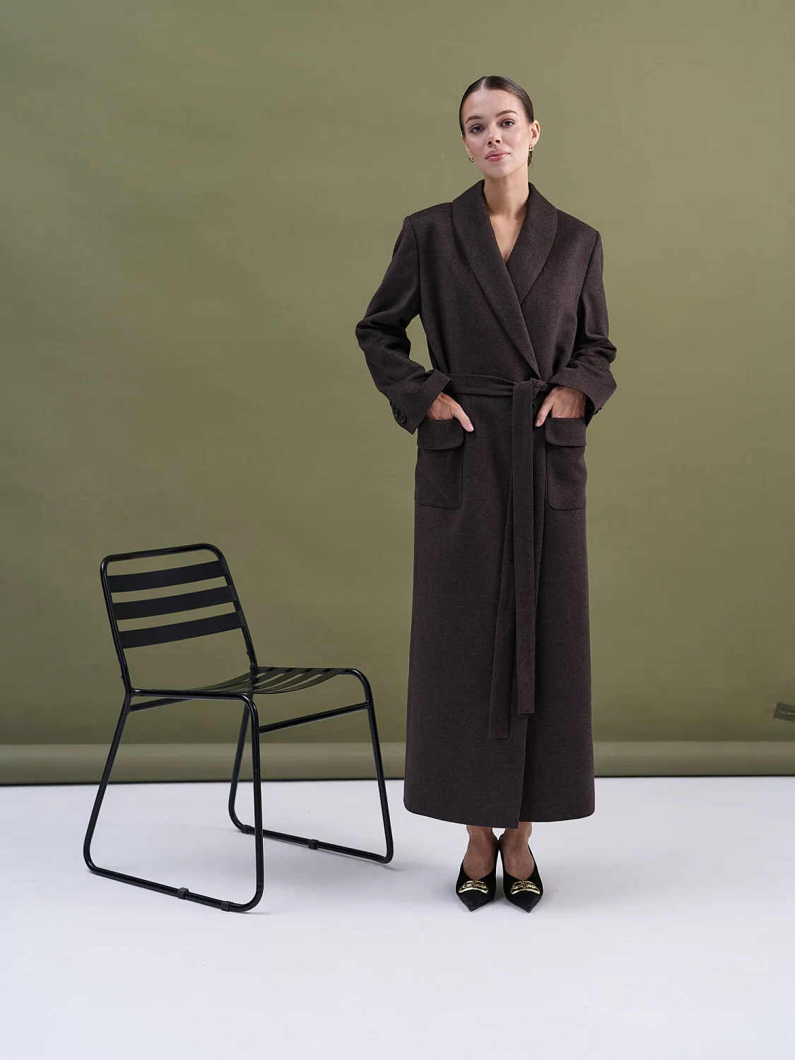 Пальто-халат (шерсть/кашемир) цв. коричневый Пальто-халат (шерсть/кашемир) цв. коричневый