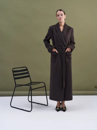 Пальто-халат (шерсть/кашемир) цв. коричневый Купить Пальто-халат (шерсть/кашемир) цв. коричневый в фирменном магазине спортивной одежды Brillante.by