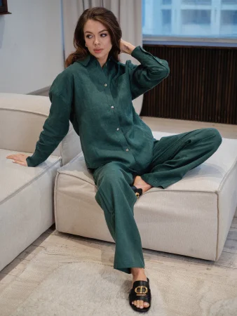 Брюки  из льна цвет Изумруд Купить Брюки  из льна цвет Изумруд в фирменном магазине спортивной одежды Brillante.by