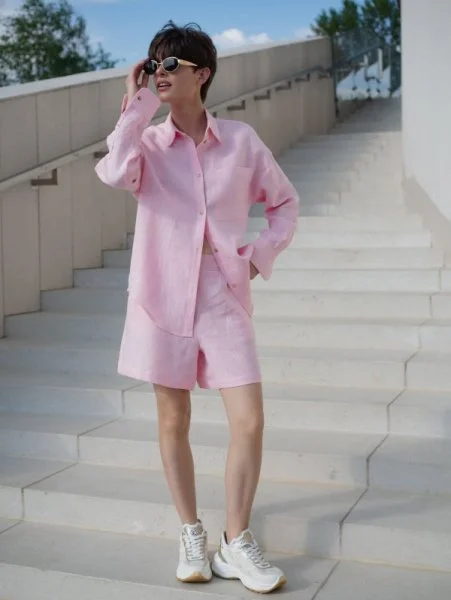 Шорты из льна цвет ROSE Шорты из льна цвет ROSE