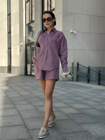 Рубашка льняная цвет CИРЕНЬ Купить Рубашка льняная цвет CИРЕНЬ в фирменном магазине спортивной одежды Brillante.by