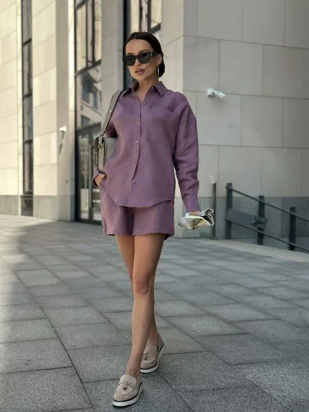 Рубашка льняная цвет CИРЕНЬ Рубашка льняная цвет CИРЕНЬ - в фирменном магазине спортивной одежды Brillante.by