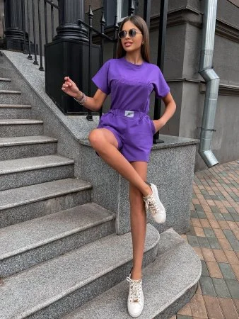 Костюм женский с шортами Фиолетовый Купить Костюм женский с шортами Фиолетовый в фирменном магазине спортивной одежды Brillante.by