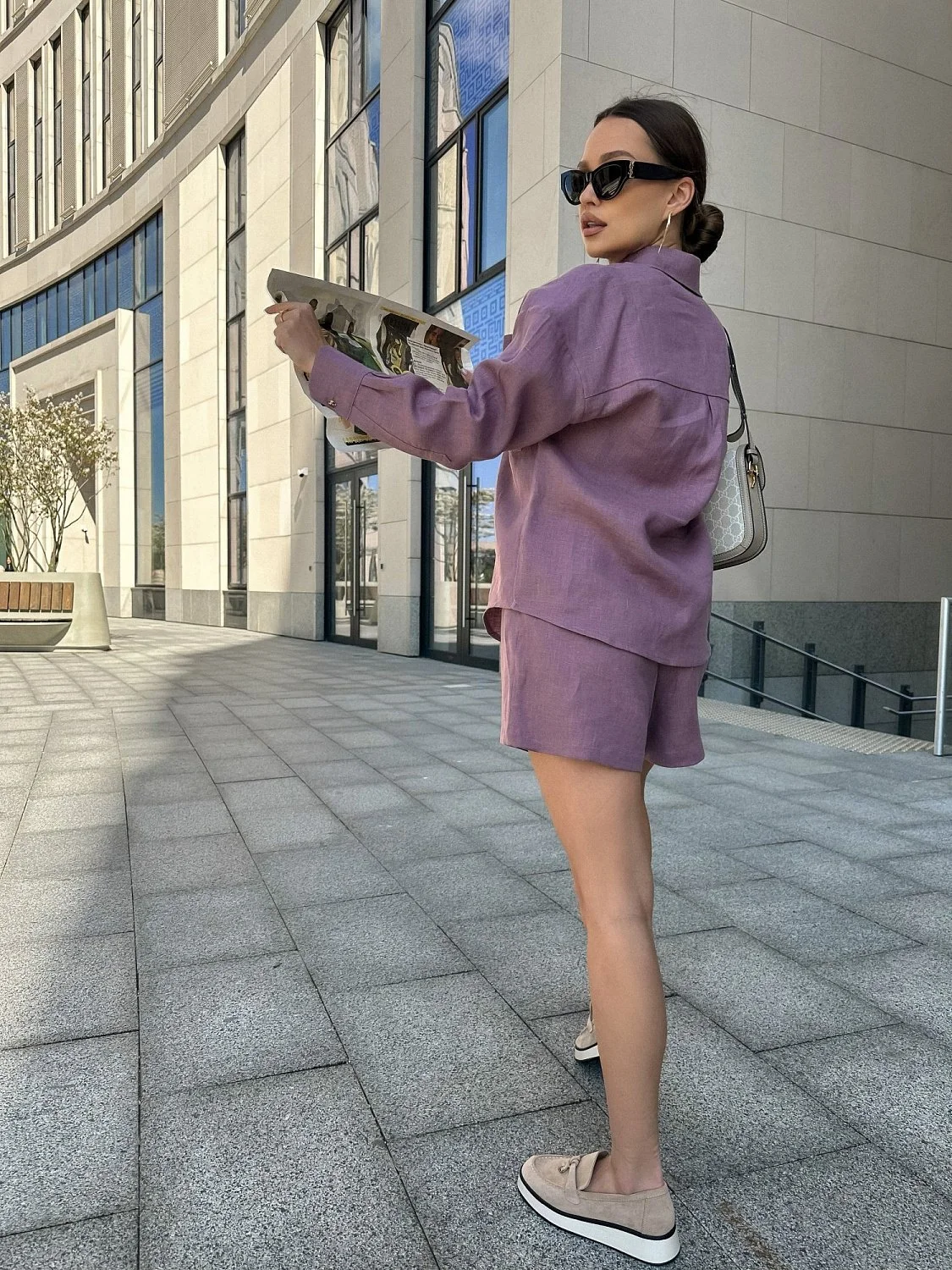 Рубашка льняная цвет CИРЕНЬ Рубашка льняная цвет CИРЕНЬ