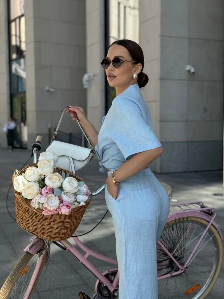 Костюм с рубашкой с укороченным рукавом цвет Небесный Костюм с рубашкой с укороченным рукавом цвет Небесный - в фирменном магазине спортивной одежды Brillante.by