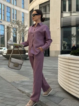 Рубашка льняная цвет CИРЕНЬ Купить Рубашка льняная цвет CИРЕНЬ в фирменном магазине спортивной одежды Brillante.by