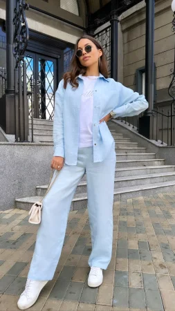 Брюки из льна цвет Голубой Купить Брюки из льна цвет Голубой в фирменном магазине спортивной одежды Brillante.by