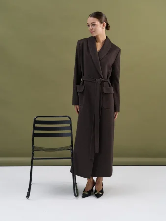 Пальто-халат (шерсть/кашемир) цв. коричневый Купить Пальто-халат (шерсть/кашемир) цв. коричневый в фирменном магазине спортивной одежды Brillante.by
