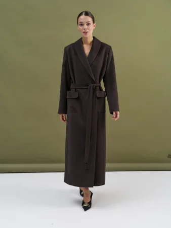 Пальто-халат (шерсть/кашемир) цв. коричневый Купить Пальто-халат (шерсть/кашемир) цв. коричневый в фирменном магазине спортивной одежды Brillante.by
