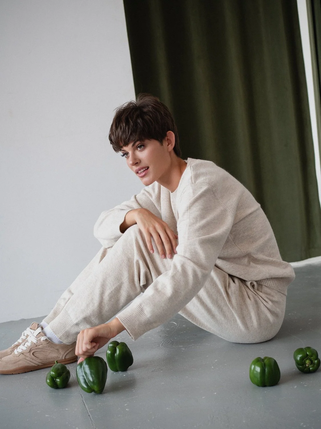 Костюм из ангоровой шерсти цвет БЕЖЕВЫЙ МЕЛАНЖ Костюм из ангоровой шерсти цвет БЕЖЕВЫЙ МЕЛАНЖ