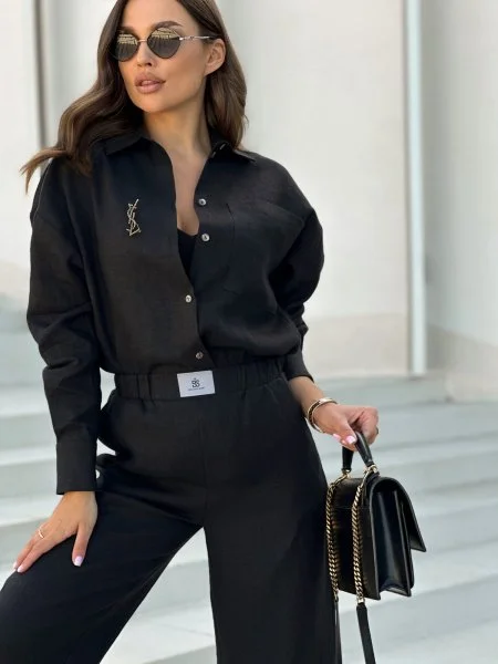 Брюки из льна цвет Черный - в фирменном магазине спортивной одежды Brillante.by