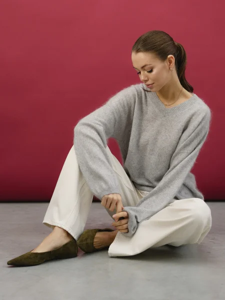 Свитер кашемировый цв.серый меланж - в фирменном магазине спортивной одежды Brillante.by