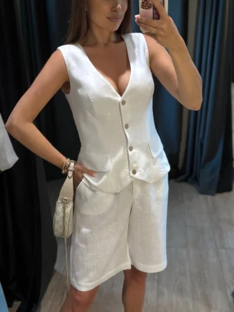 Бермуды льняные цвет белый Купить Бермуды льняные цвет белый в фирменном магазине спортивной одежды Brillante.by