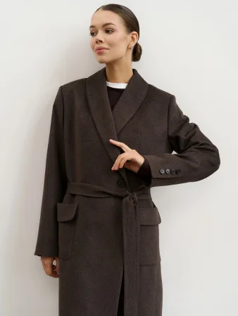 Пальто-халат (шерсть/кашемир) цв. коричневый Купить Пальто-халат (шерсть/кашемир) цв. коричневый в фирменном магазине спортивной одежды Brillante.by