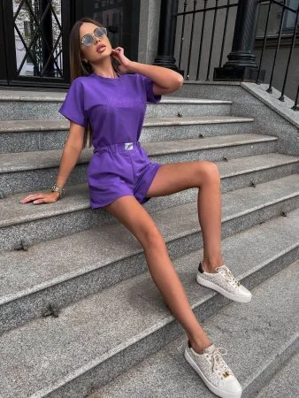 Костюм женский с шортами Фиолетовый Купить Костюм женский с шортами Фиолетовый в фирменном магазине спортивной одежды Brillante.by