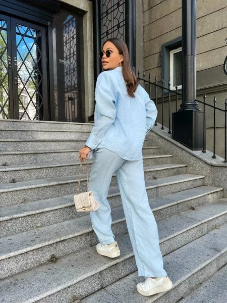 Брюки из льна цвет Голубой Брюки из льна цвет Голубой