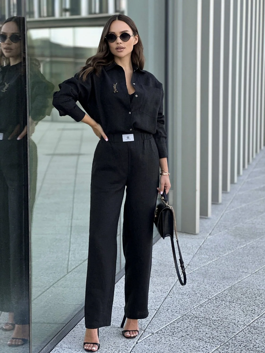 Рубашка льняная цвет ЧЕРНЫЙ