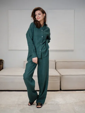 Брюки  из льна цвет Изумруд Купить Брюки  из льна цвет Изумруд в фирменном магазине спортивной одежды Brillante.by