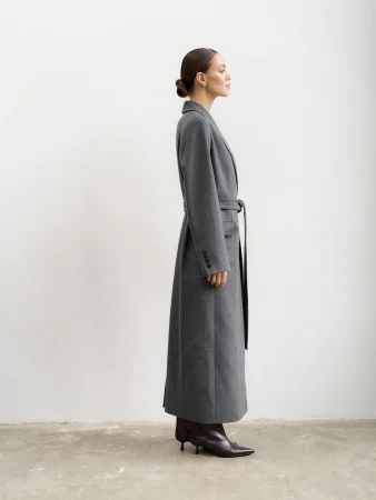 Пальто-халат (шерсть 100%) цв.серый Купить Пальто-халат (шерсть 100%) цв.серый в фирменном магазине спортивной одежды Brillante.by