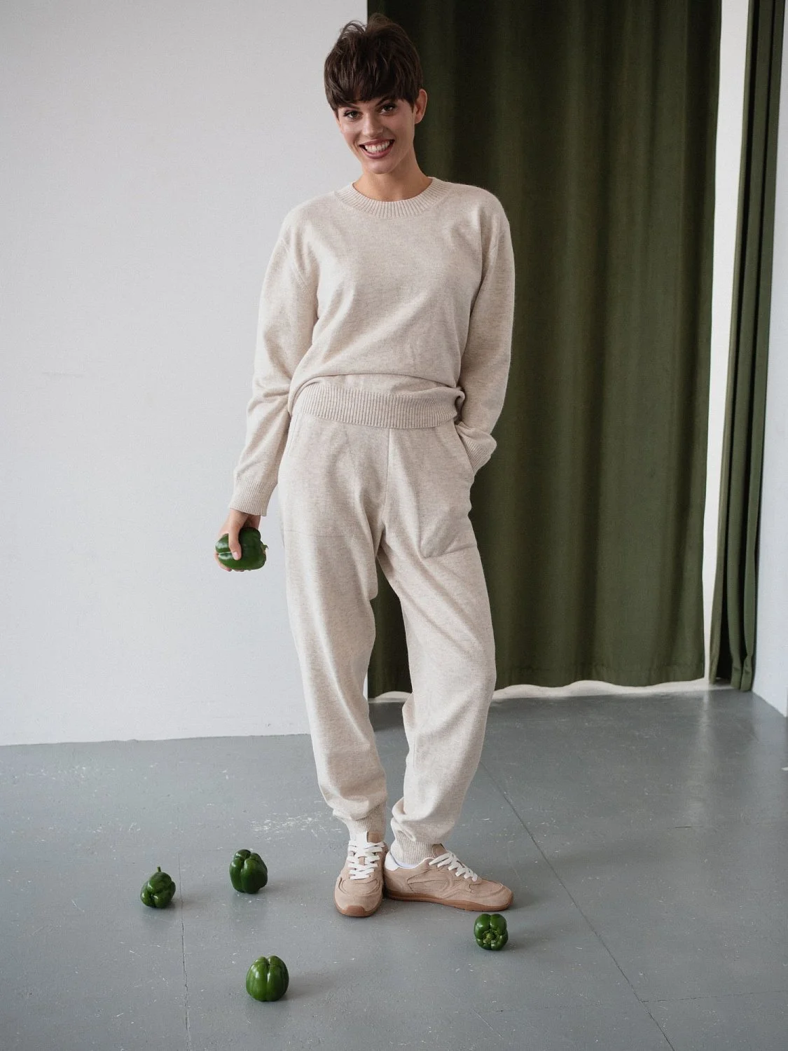 Костюм из ангоровой шерсти цвет БЕЖЕВЫЙ МЕЛАНЖ Костюм из ангоровой шерсти цвет БЕЖЕВЫЙ МЕЛАНЖ