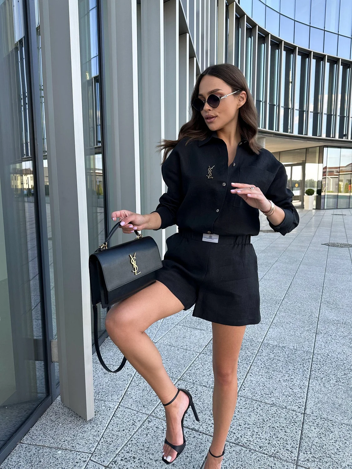 Шорты из льна цвет ЧЕРНЫЙ