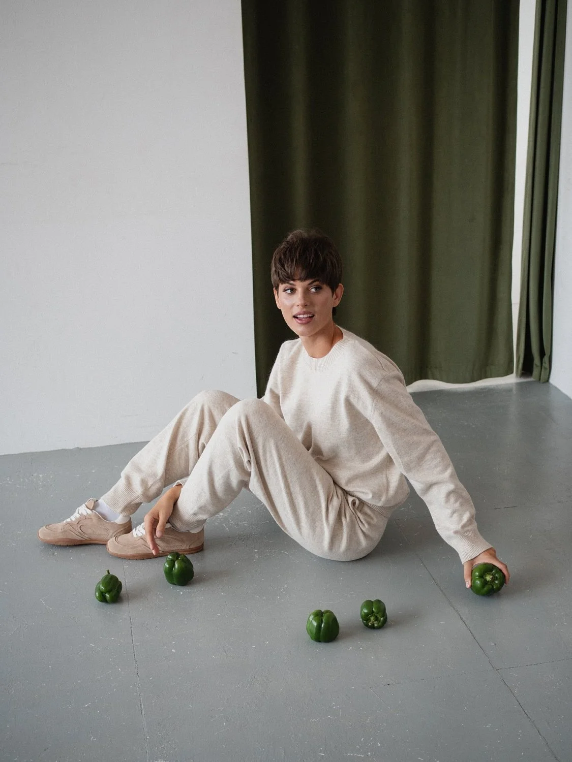 Костюм из ангоровой шерсти цвет БЕЖЕВЫЙ МЕЛАНЖ Костюм из ангоровой шерсти цвет БЕЖЕВЫЙ МЕЛАНЖ