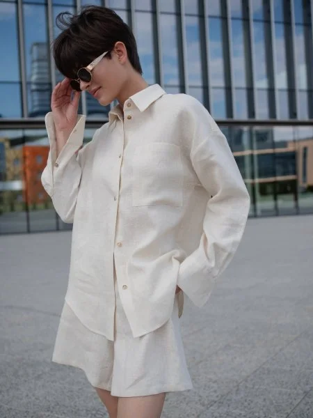 Рубашка льняная цвет Сливочное масло - в фирменном магазине спортивной одежды Brillante.by