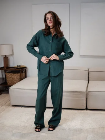 Брюки  из льна цвет Изумруд Купить Брюки  из льна цвет Изумруд в фирменном магазине спортивной одежды Brillante.by