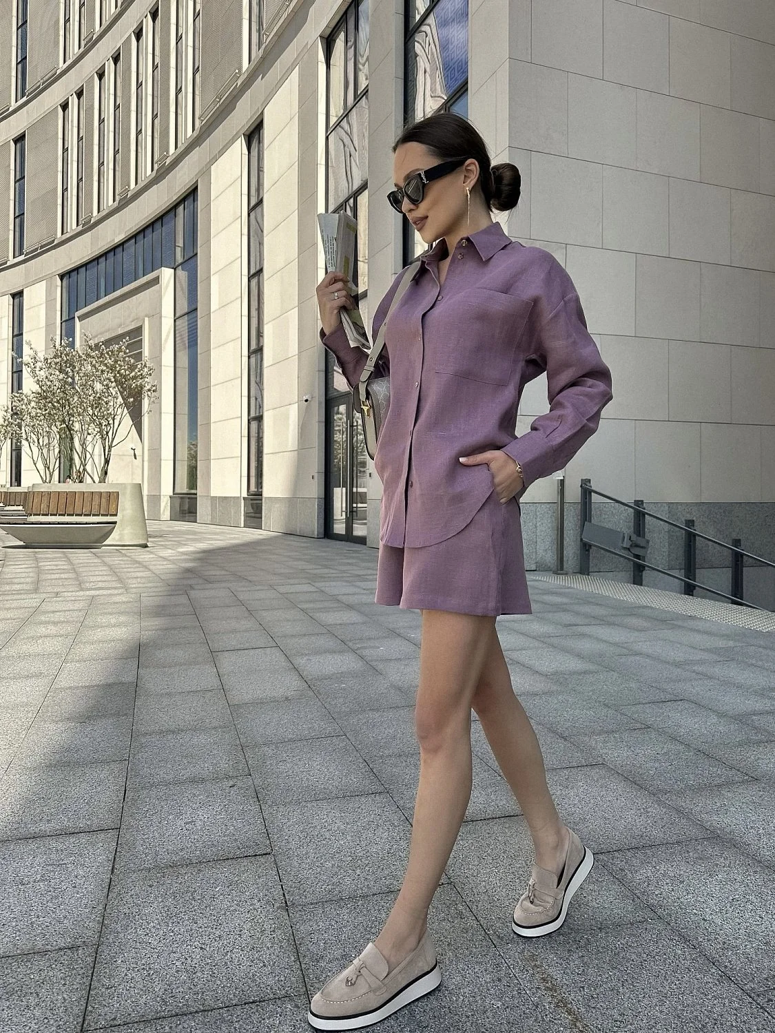 Рубашка льняная цвет CИРЕНЬ Рубашка льняная цвет CИРЕНЬ