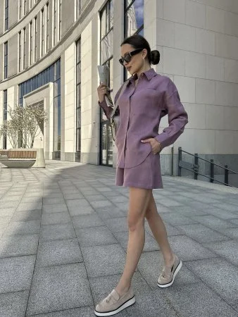 Рубашка льняная цвет CИРЕНЬ Купить Рубашка льняная цвет CИРЕНЬ в фирменном магазине спортивной одежды Brillante.by