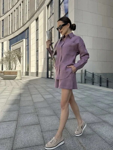 Рубашка льняная цвет CИРЕНЬ Рубашка льняная цвет CИРЕНЬ - в фирменном магазине спортивной одежды Brillante.by