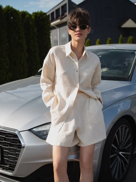 Рубашка льняная цвет Сливочное масло - в фирменном магазине спортивной одежды Brillante.by