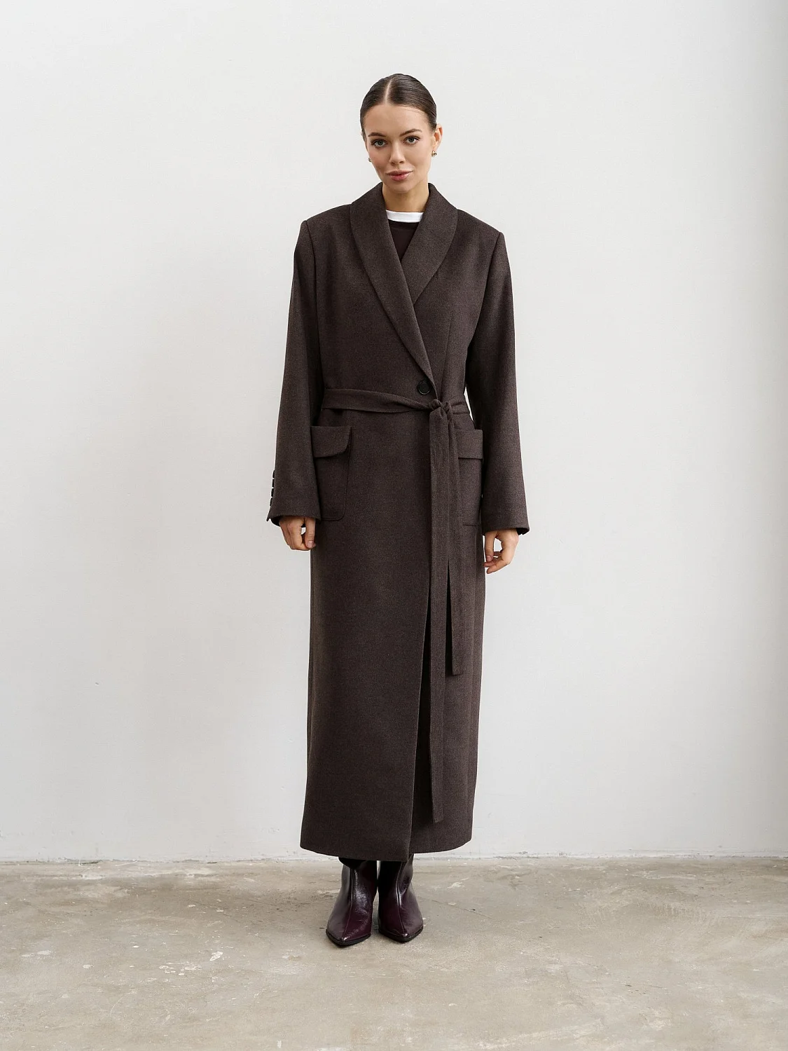 Пальто-халат (шерсть/кашемир) цв. коричневый Пальто-халат (шерсть/кашемир) цв. коричневый