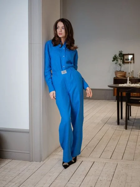 Брюки  из льна цвет Василёк Брюки  из льна цвет Василёк - в фирменном магазине спортивной одежды Brillante.by